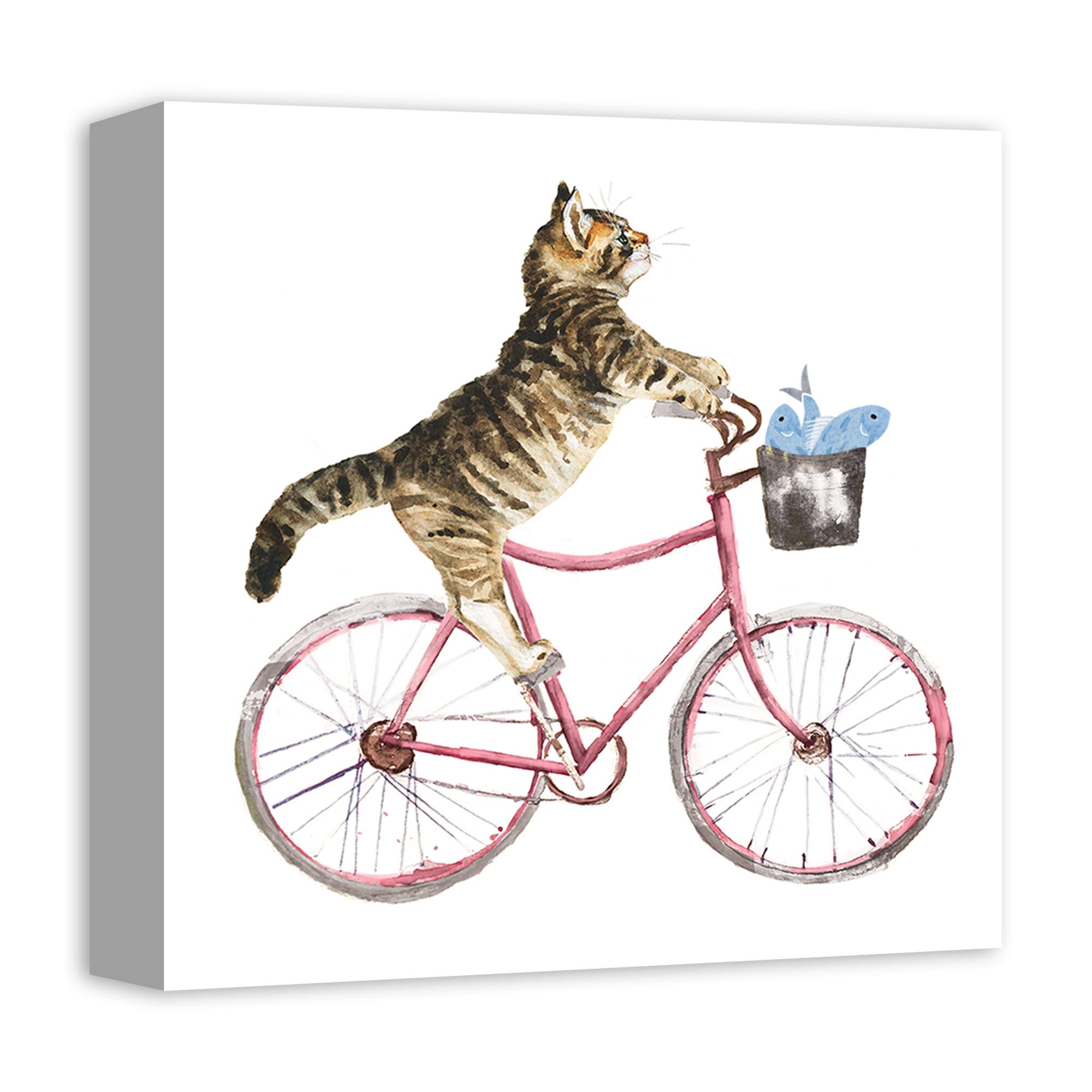 Cat on Bike Canvas Wall Art